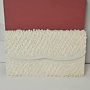 Vintage white beaded clutch purse